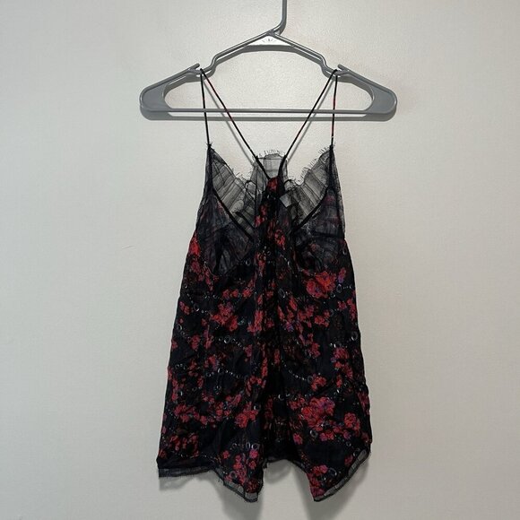 IRO‎ Dasher Floral Lace Cami Top Black Red Size 38 - Picture 5 of 7